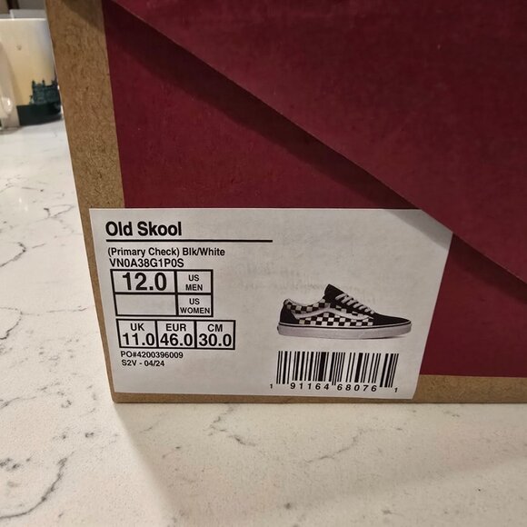 VANS Old Skool Primary Check Black White Checkerboard Men's Sz 12 VN0A38G1P0S - Picture 10 of 16